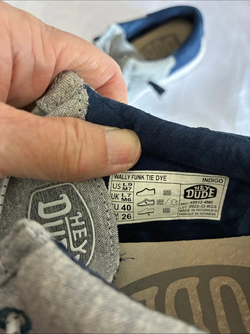 Hey Dude Men's or women’s Light Gray Canvas Slip-On Loafers with Navy Trim